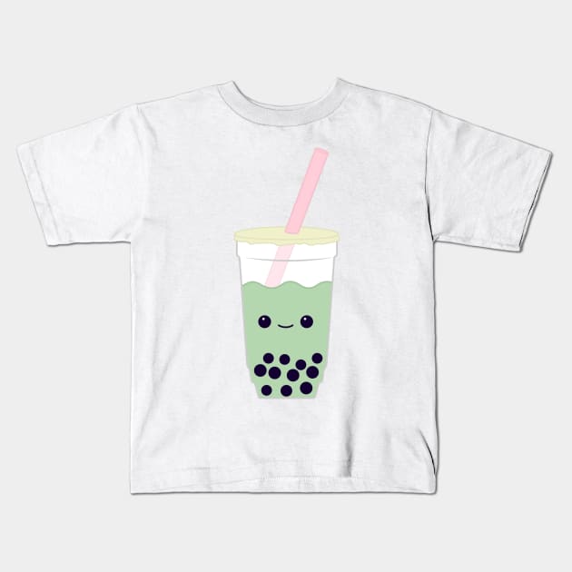 Green Boba Tea Kids T-Shirt by maya-reinstein